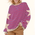 thumbnail image 5 of hotojiny Womens Spring Fashion Sweatshirts Oversized Long Sleeve Striped Pullover Tops Cute Casual Crewneck Shirts, 5 of 7