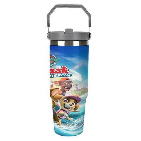

PAW Pa_trol Anime 30oz Stainless Steel Vacuum Insulated Tumbler with Lid And Straw for Water Insulated Water Bottle Fits in Any Car Cup Holders Double Wall Insulated Tumbler Leakproof Travel Tumbler