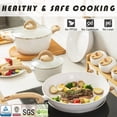 thumbnail image 4 of Vkoocy - Juego de ollas y sartenes de cerámica antiadherentes, juego de utensilios de cocina de cocina de inducción con sartenes, cazuela, cacerolas, de patrón granito rosa, 4 of 5