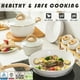 thumbnail image 4 of Vkoocy - Juego de ollas y sartenes de cerámica antiadherentes, juego de utensilios de cocina de cocina de inducción con sartenes, cazuela, cacerolas, de patrón granito rosa, 4 of 5