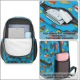 thumbnail image 4 of Monster Cartoon Truck Blue Pattern 17" Waterproof Oxford School Backpacks for Teens, S-Shape Padded Straps, for School, Travel, Hiking, Camping, 4 of 5