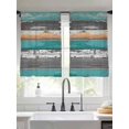 thumbnail image 3 of Coastal Style Sheer Curtains 45 inches Long 2 Panels Set Vintage Green Brown Stripes Wood Grain Tiers Sheers Rod Pocket Small Window Short Curtains for Kitchen Cafe, Each 52" W x 45" L, 3 of 7