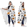 thumbnail image 2 of Wearable Blanket,Halloween Witch Hats Pumpkins and Spider Webs Hooded Wearable Flannel Blanket for Adults & Teens,Winter Poncho Shawl Wrap Cape Cozy Anti-Pill,60"x80", 2 of 5
