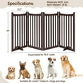 thumbnail image 2 of PINDEE 36" H Extra Tall Freestanding Pet Gate 4-Panel Wooden Dog Fence with 2 Support Feet Folding Dog Gate for Indoor, Stairs, Doorway, Halls, Kitchen Wooden Pet Barrier Espresso, 79.5" L x 36" H, 2 of 8