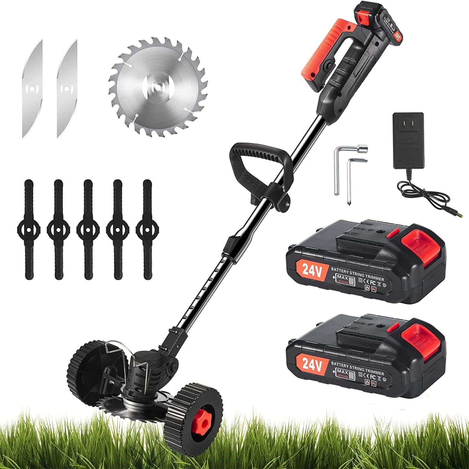 1Pack Cordless Weeder Battery Powered 24V Electric Weed Eater Edging