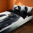 thumbnail image 2 of Erosebridal Spooky Jungle Wolf Zipper Queen Comforter Set with Fitted Sheet and 2 Pillowcases, Hippie Misty Raven Zipper Bedding Set for Boys Girls, Gray Black White, Black Reversible, 2 of 7
