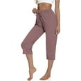 thumbnail image 5 of Olyvenn Stylish Women's Capri Yoga Pants Loose Soft Drawstring Workout Sweatpants Causal Lounge Pants with Pockets Coffee XL, 5 of 9