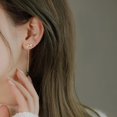 thumbnail image 3 of Solid 925 Sterling Silver CZ Bow Dangle Chain Earrings for Women Teens Tiny Bow Dangle Earrings Threader Tassel, 3 of 5