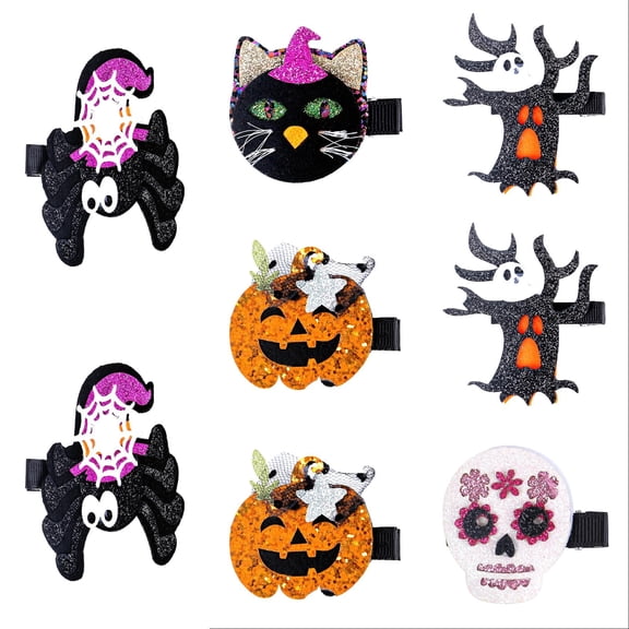 Halloween Hair Clip Set with Pumpkin Ghost Cat Spider Web, Cute Halloween Hair Accessories for Women, Secure Grip Hairpin for Festive Party Hairstyles All Day Wear