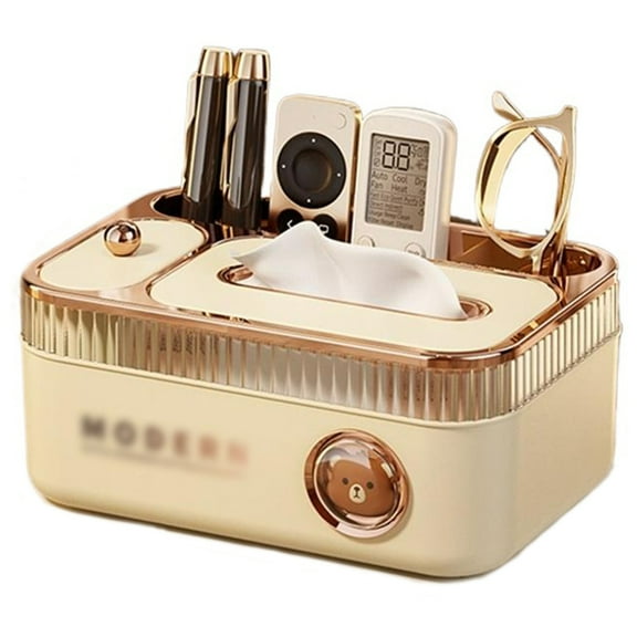 Tissue Box Organizer Remote Organizer Napkin Tissue Box Holder with Toothpick Holder for Home/Office/Car/Restaurant