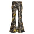 thumbnail image 3 of Grblisyd Girls Flare Leg Uniform Pants High Waist Fashion Camo Maple Leaf Print Bell Bottoms With Button and Pockets, 3 of 6