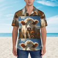 thumbnail image 2 of Fotbe Daisy Meadow Cow Camisa Hawaiana para Hombre Unisex – Camisa Casual de Verano con Botones de Manga Corta de Algodón y Lino,XX-Large, 2 of 7