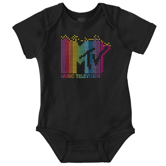 Retro MTV Colorful Pixel Art Logo Romper Boys or Girls Infant Baby Brisco Brands NB