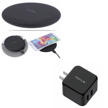 10W Fast Charge Wireless Charger Slim Charging Pad w 30W Adaptive Fast 2-Port Home Wall Plug Travel USB Charger P1Z for Samsung Galaxy Note8 - Sony Xperia Z3v XZ3 - Xiaomi Mi 9