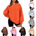 thumbnail image 2 of KHONTS Halloween Spooky Season Sweatshirts for Women Long Sleeve Crew Neck Basic Pullover Tops Loose Fit Cozy Winter Fall Tops White XL, 2 of 6