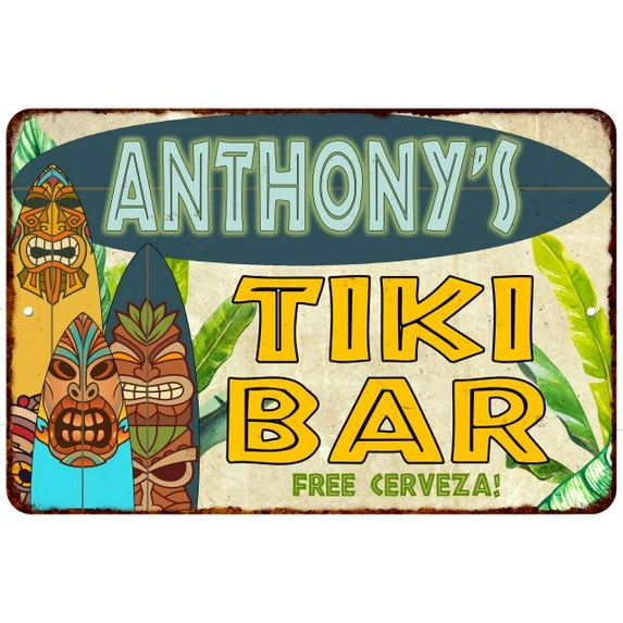 Anthony's TIKI BAR Island Sign Metal Wall Decor 16 x 24 Matte Finish Metal 116240058030