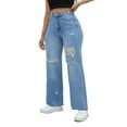 thumbnail image 2 of Tdoqot Baggy Jeans for Women High Rise Ripped Casual Wide Leg Womens Denim Pants Sky Blue Size 8, 2 of 9