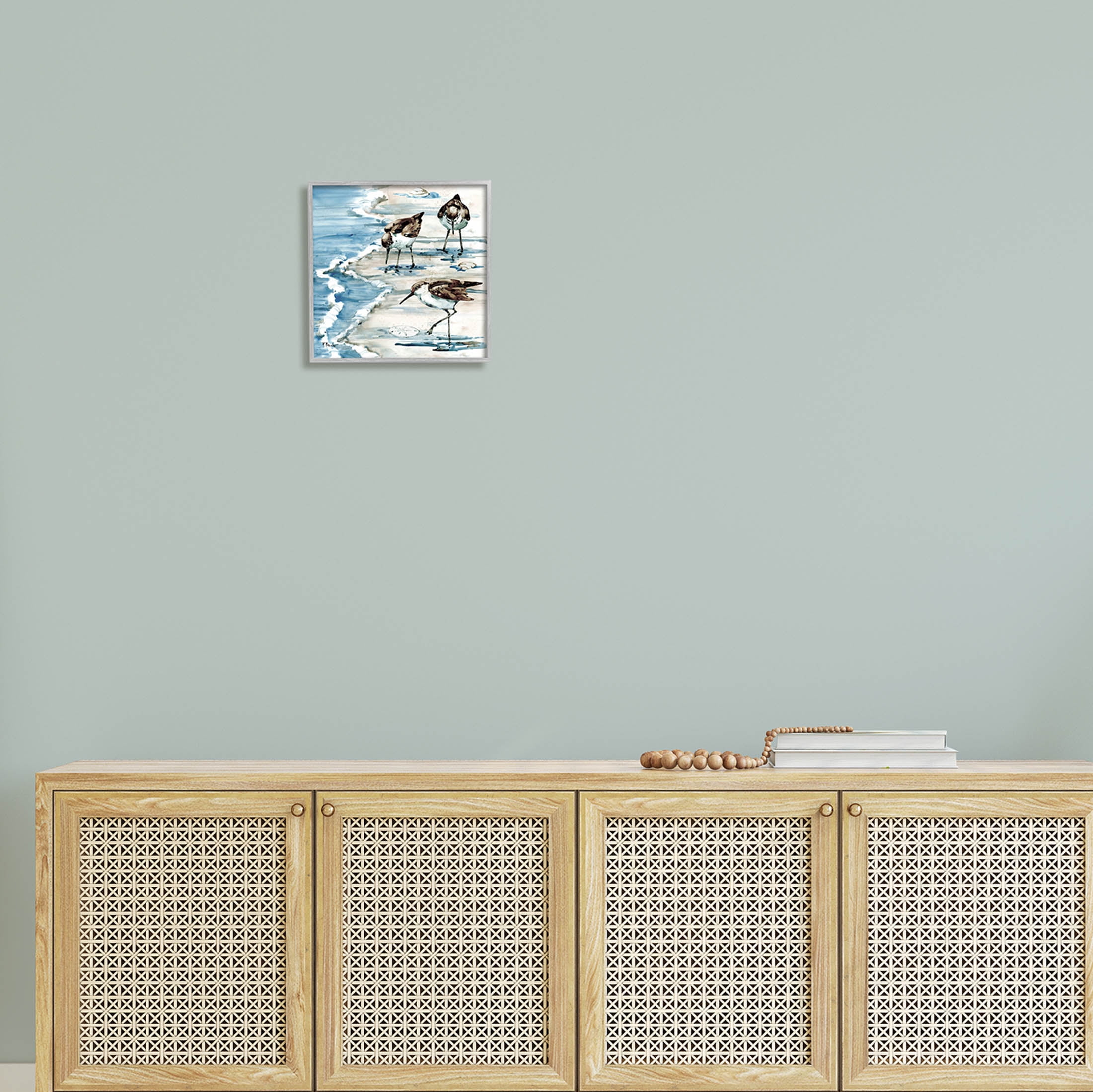 Stupell Industries Rockhampton Sandpipers Beach Grazing Painting Gray Framed Art Print Wall Art, Design by Paul Brent