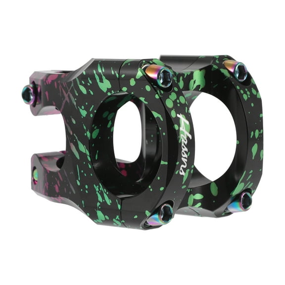 Unique Bargains Bike Stem Short Handlebar Adjustable Stem for Mountain Bike Aluminum Alloy 35mm Stem Length Green Pink