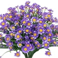thumbnail image 2 of Nvzi 8 Bundles Artificial Flowers for Outdoors Faux Mums Plastic Plants Fake Greenery Purple Daisy, 2 of 5