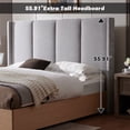 thumbnail image 2 of King Size Bed Frame and Upholstered Headboard, Solid Wood Platform Bed with Storage Drawers, Durable Wooden Slats, Solid and Stable, Noiseless, No Box Spring Needed, Easy Assembly, Light Gray, 2 of 10