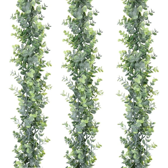 Viworld 36 Pcs Faux Eucalyptus Garland Plant UV Protected Indoor Outdoor Artificial Vines Hanging Eucalyptus Leaves Greenery Garland for Wedding Backdrop Arch Wall Decor