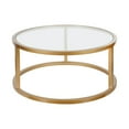 thumbnail image 3 of Henn&Hart Metal Round Pedastal Base Coffee Table in Gold and Brass Finish, 3 of 7