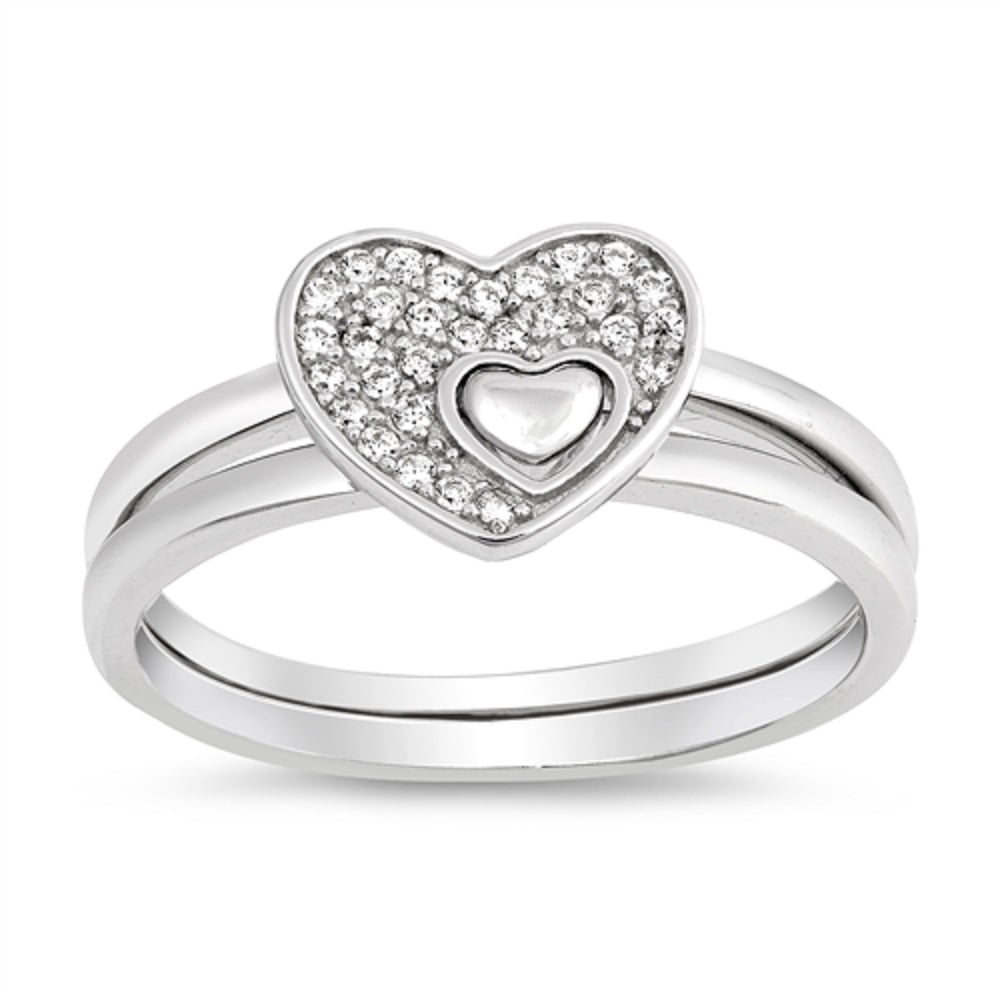 Princess Kylie Micro Pave Set Clear Cubic Zirconia Rectangular Ring Sterling Silver Size 9