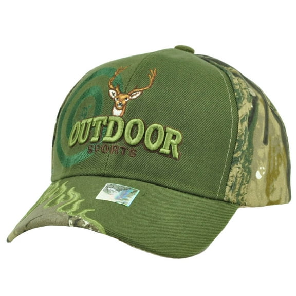 Outdoor Sports Green Camouflage Camo Flames Camping Camp Deer Hat Cap Hunting