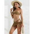 thumbnail image 4 of DARING DIVA Women's O Ring Bandeau Ribbed Bikini Set Medium Coffee, 4 of 6