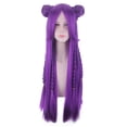 thumbnail image 3 of Anime 80cm Lol K/da Daughter Of The Void Kaisa Kda Long Purple Braided With Buns Heat Resistant Hair Cosplay Costume Wig, 3 of 5