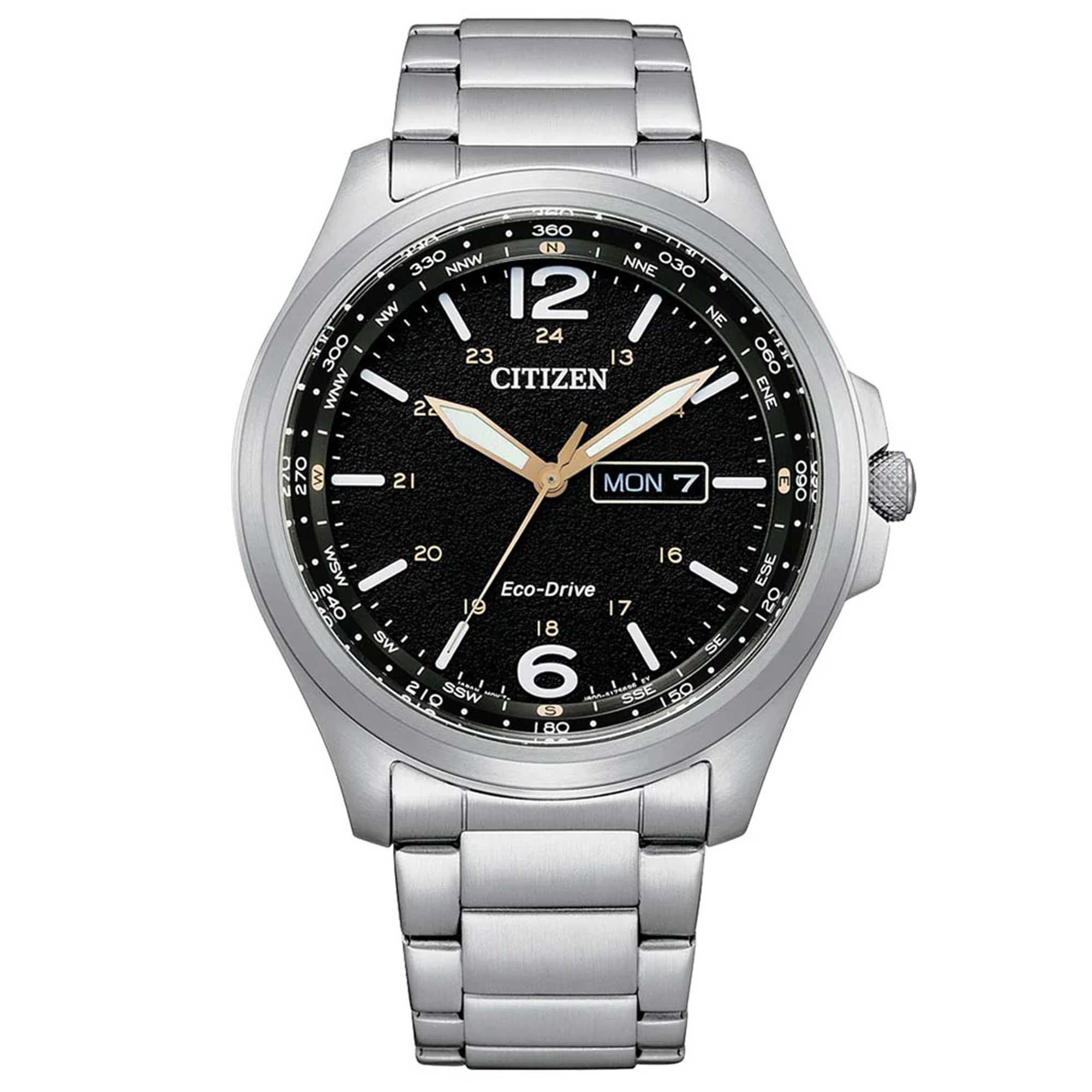 Citizen AW0110-82E Men's Eco-Drive Black Dial Silver Steel Watch