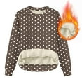 thumbnail image 4 of UTSJKR Women Oversized Polka Dot Print Sweatshirt Drop Shoulder Fashion Spring Crewneck Y2K Aesthetic Pullover Cozy Fleece Sweater Coffee XL, 4 of 5