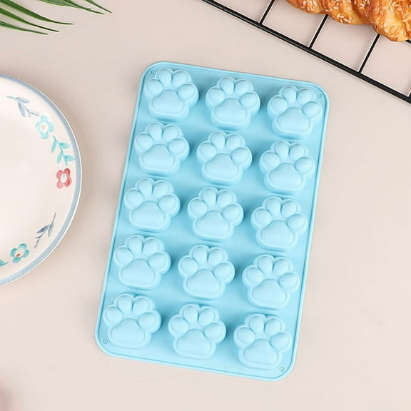 15 Holes Cat Dog Footprint Silicone Mold DIY Cake Molds Cookie Fondant Dog Cat Paw Pet Candy Cookie Jelly Ice Cube Mould