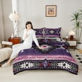 thumbnail image 4 of jejeloiu Retro Boho Aztec Full Size Comforter Sets,Rustic Farmhouse Tribal Bedding Comforter Set,Purple Bohemian Rhombus Bedding Sets For Teens,Microfiber Bedroom Decor Reversible,3pcs, 4 of 8