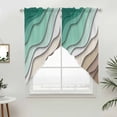 thumbnail image 5 of Green Brown Ombre Kitchen Window Curtains, Swag Curtains Valance for Bedroom Living Room Bathroom, Modern Geometric Abstract Aesthetic Cream Rod Pocket Window Curtain Block Drapes 2 Panels 36"x36", 5 of 9