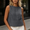 thumbnail image 6 of TARIENDY Womens Cropped Tank Tops Loose Crew Neck Sleeveless Shirts Lightweight Cotton Linen Blouses Work Shirt Gray S, 6 of 7