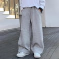 thumbnail image 4 of LIJCC Boys Spring Autumn Sweatpants Solid Color Loose Wide Leg Sweat Pants Elastic High Waist Baggy Joggers(Grey,6-7 Years), 4 of 8
