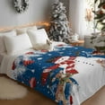 thumbnail image 3 of Winter Christmas Flannel Blanket for Bed,Travel and Camping, Snowman Red Christmas Ball Pine Leaves Blue Style Super Soft Cozy Blanket for All Seasons 40"x60", 3 of 9