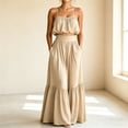 thumbnail image 2 of Zivyakyron High Waist 2 Piece Dress Sets for Women Summer Maxi Sleeveless Women's Dress Spaghetti Straps Plain Casual Loose Dresses, 2 of 7
