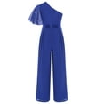 thumbnail image 6 of iixpin Girls Jumpsuit Summer Party One Shoulder Overalls One Piece Outfit Kids Long Pants Dressy Romper Royal Blue 10, 6 of 7