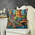 thumbnail image 2 of SHANXI Map of Netherlands Decorative Throw Pillow Cover Case Dutch Landmarks Holland Food Blue Yellow Pillow Cases Square Standard Cushion Covers for Couch Sofa Bed 18x18in, 2 of 5