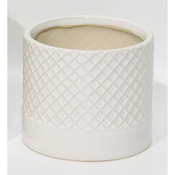 White Criss Cross Pattern Planter