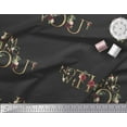 thumbnail image 2 of Soimoi Black Velvet Fabric Floral Love Quotes Text Decor Fabric Printed Yard 60 Inch Wide, 2 of 3