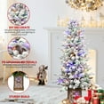 thumbnail image 4 of Christmas Tree 4FT Flocked Christmas Tree with Multicolour LED Lights, 396 Tips, Glitter Base, 100 Lights, PE/PVC Tips with Pine Cones – Light-Up Colorful Basin, Easy Assembly Holiday Decor,Flocked C, 4 of 12