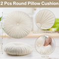 thumbnail image 2 of 2pcs Round Pillow Cushion for Couch Velvet Decorative Small Throw Pillow Solid Color for Living Room Bed Floor 15.7”, Beige Round Throw, 2 of 9