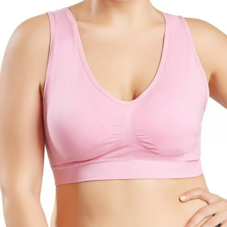 Women s Seamless Wirefree Comfort Bra Plus Size Bras with Pads Big Size Bralette Push Up Brassiere Bra Vest Pink 6XL