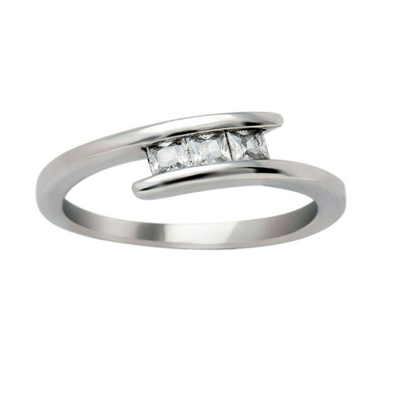 McKenna 3 Stone CZ Anniversary Band Engagement Ring for Women Ginger Lyne Collection