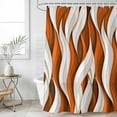 thumbnail image 4 of Shower Curtain Orange White Stripes Bathroom Curtains with Hooks, Waterproof Fabric Abstract Geometric Aesthetic Striped Bath Shower Curtains Set for Bathroom Bathtubs Decor 36x72 Inch, 4 of 9