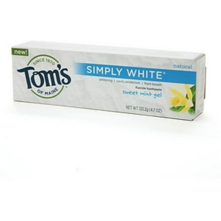 Tom's of Maine Fluoride Toothpaste Natural Simply White Sweet Mint Gel, 4.7